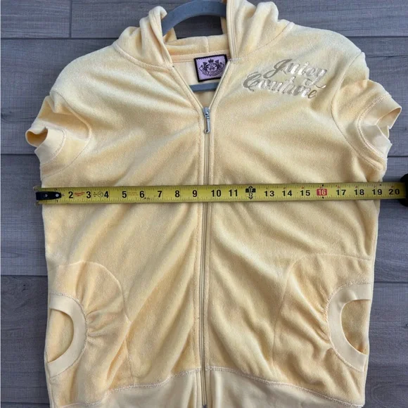 Vintage Juicy Couture Y2K Yellow Short Sleeve Track Suit Jacket XL - Picture 9 of 10